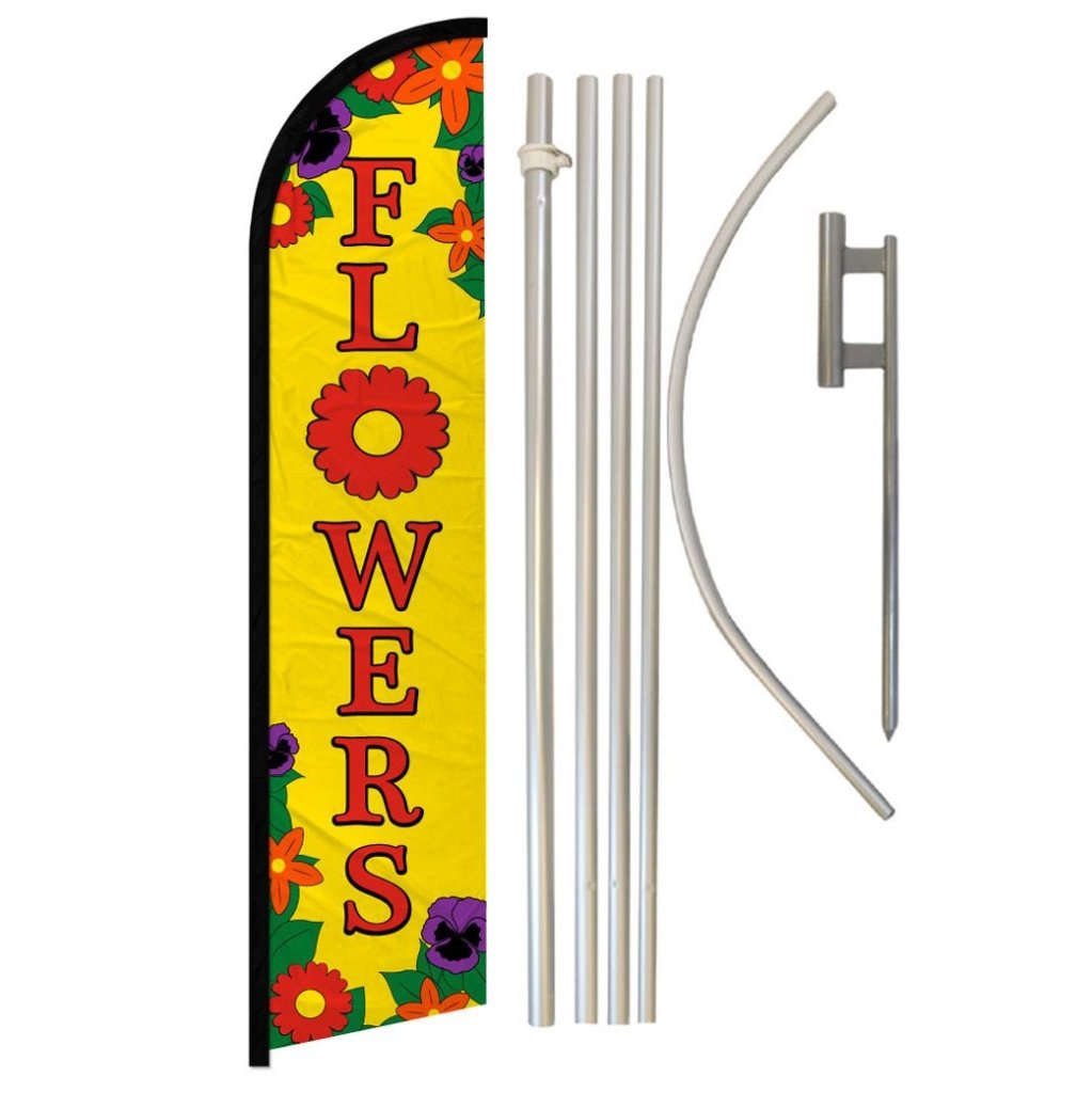 Flowers Windless Banner Flag & Pole Kit - Flags Importer