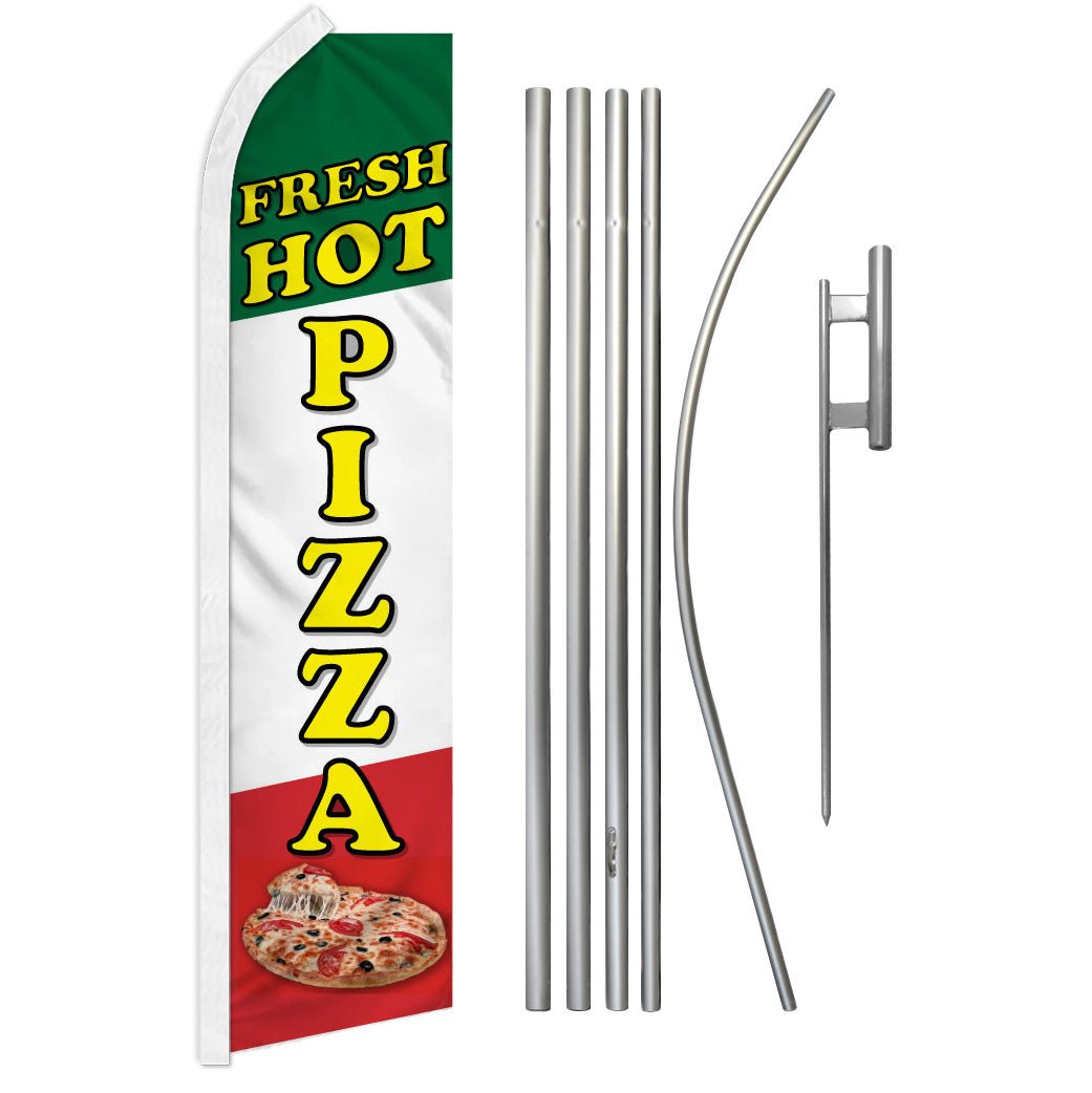 Fresh Hot Pizza Super Flag & Pole Kit - Flags Importer