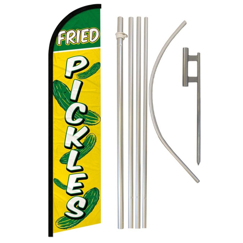 Fried Pickles Windless Banner Flag & Pole Kit - Flags Importer