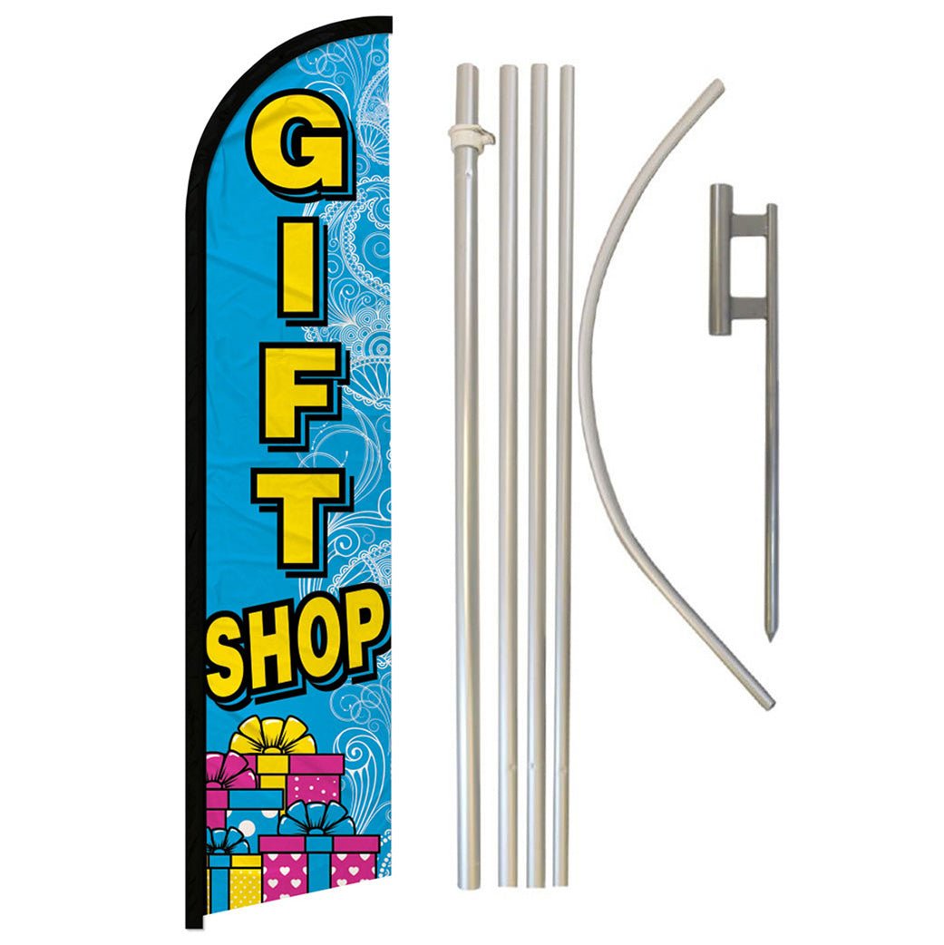 Gift Shop Windless Banner Flag & Pole Kit - Flags Importer