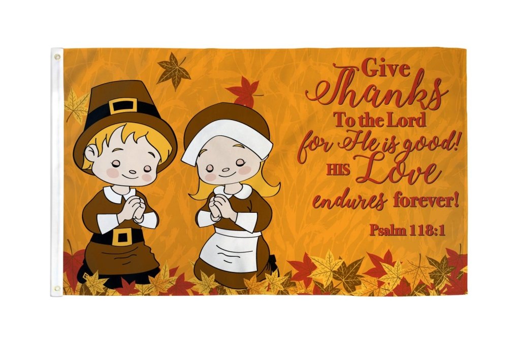 Give Thanks Flag 3x5ft Poly - Flags Importer