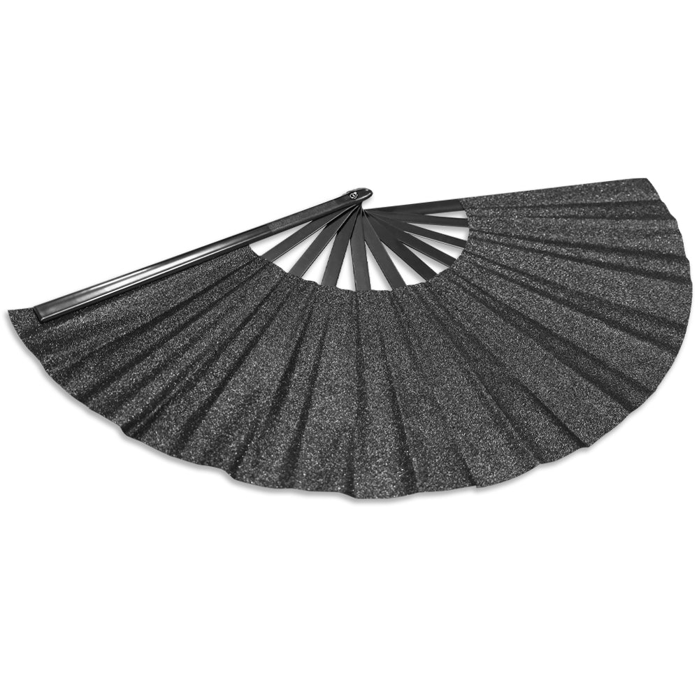 Glitter Black X - Large Hand Fan - Flags Importer