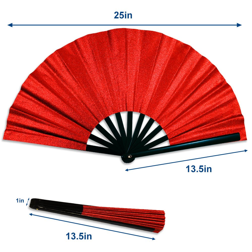 Glitter Red X - Large Hand Fan - Flags Importer