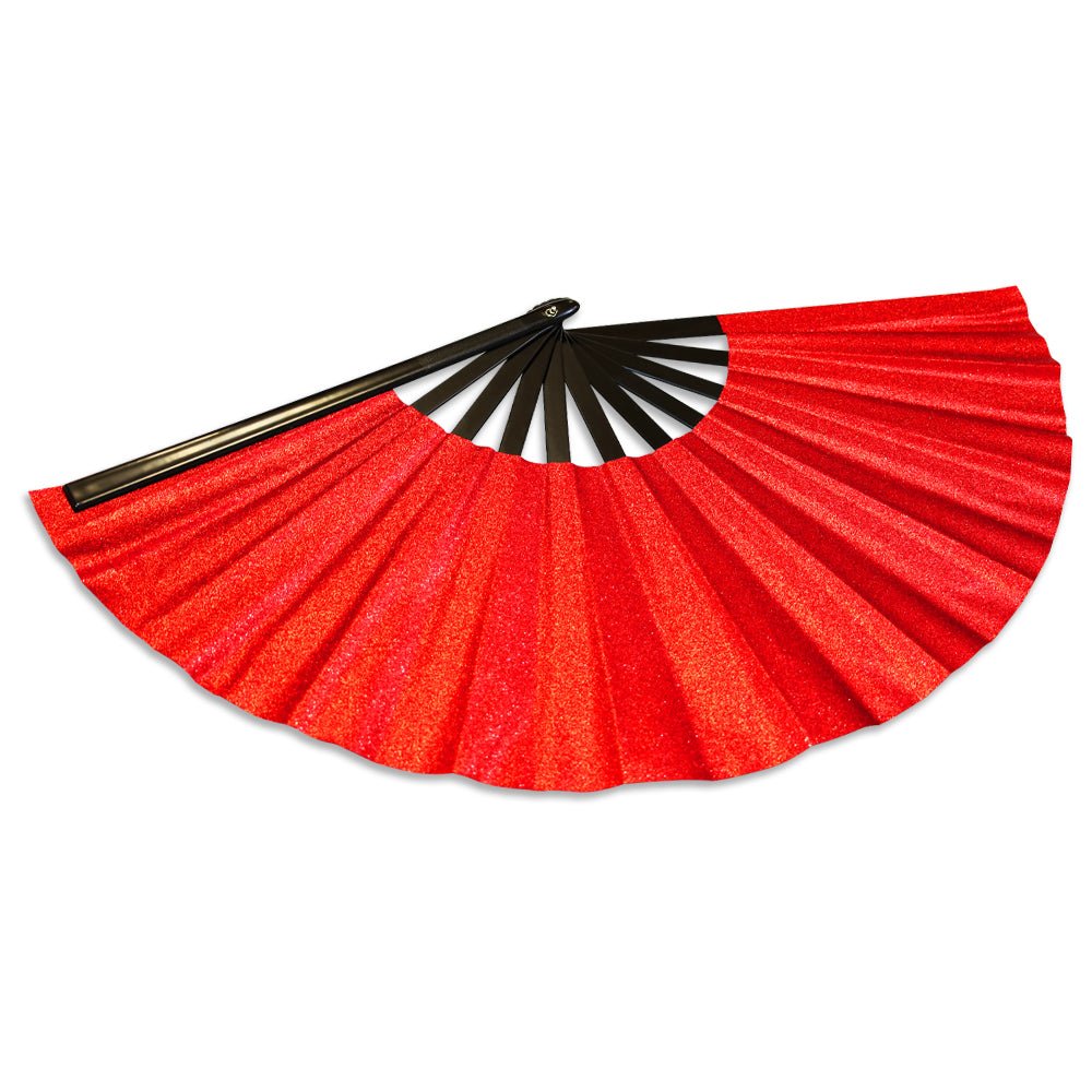 Glitter Red X - Large Hand Fan - Flags Importer