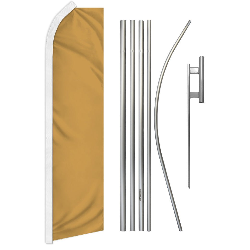 Gold Solid Color Super Flag & Pole Kit - Flags Importer