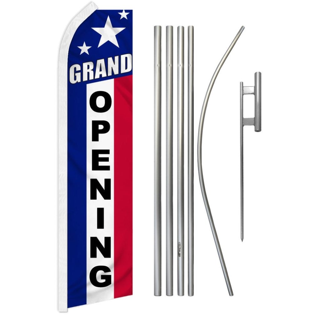 Grand Opening (RWB) Super Flag & Pole Kit - Flags Importer