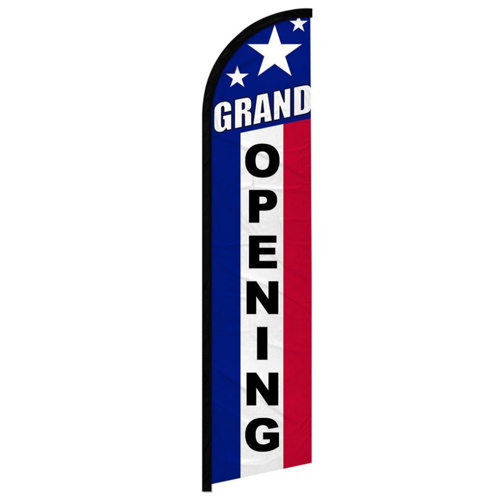 Grand Opening (RWB) Windless Banner Flag - Flags Importer