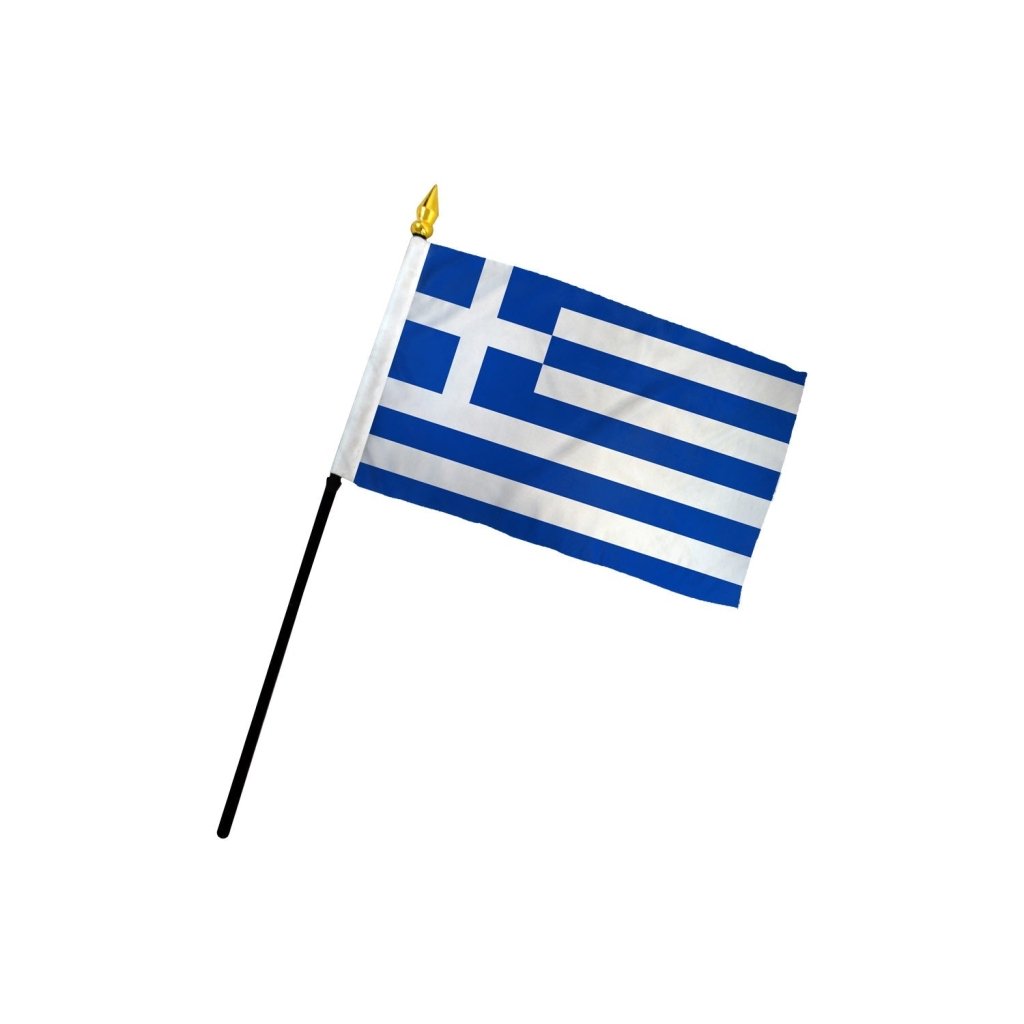 Greece 4x6in Stick Flag - Flags Importer