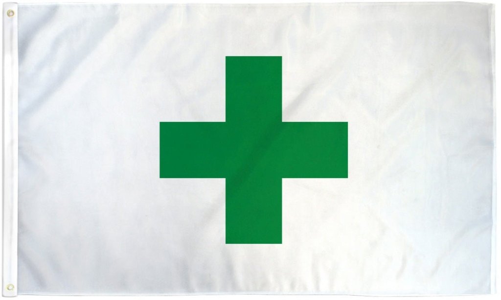 Green Cross Flag 3x5ft Poly - Flags Importer