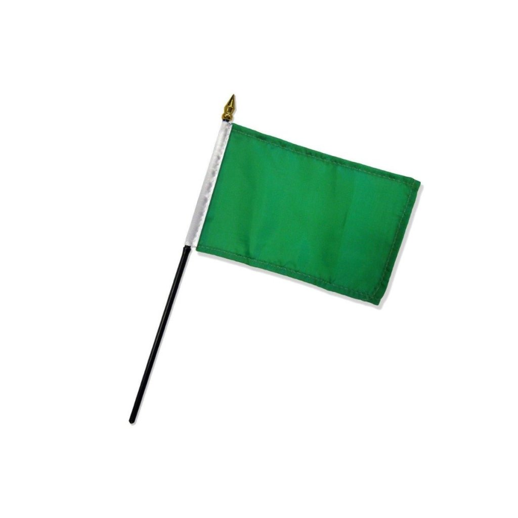 Green Solid Color 4x6in Stick Flag - Flags Importer