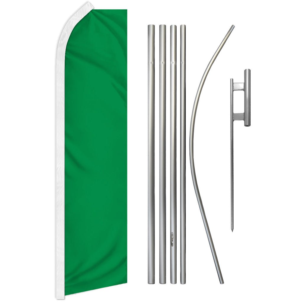 Green Solid Color Super Flag & Pole Kit - Flags Importer