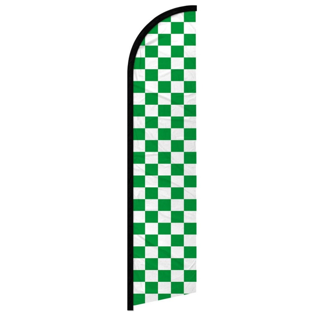 Green & White Checkered Windless Banner Flag - Flags Importer