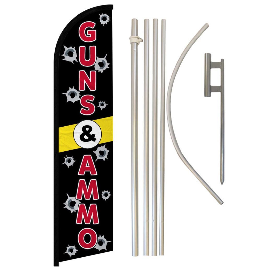 Guns & Ammo Windless Banner Flag & Pole Kit - Flags Importer