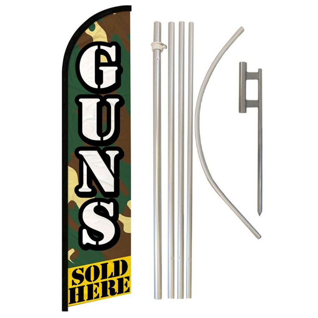 Guns Sold Here Windless Banner Flag & Pole Kit - Flags Importer