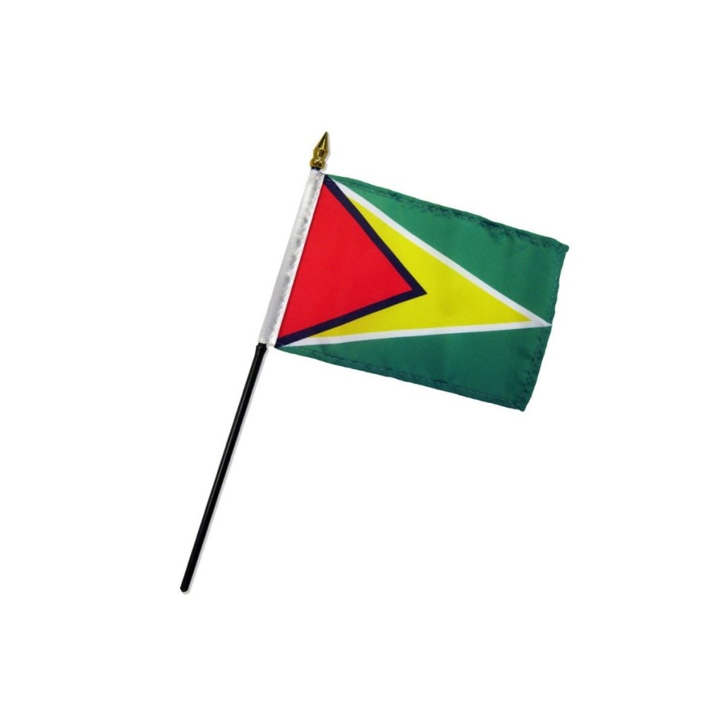 Guyana 4x6in Stick Flag - Flags Importer