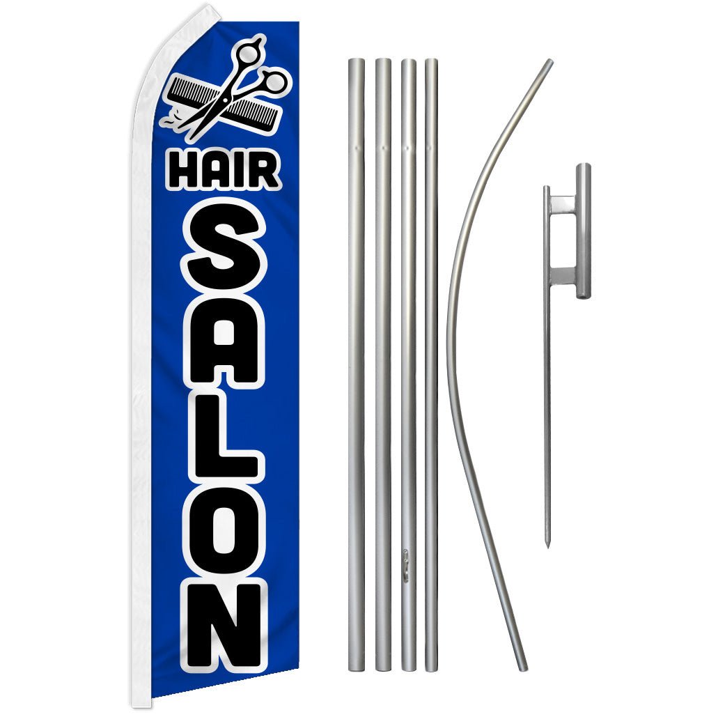 Hair Salon (Blue) Super Flag & Pole Kit - Flags Importer