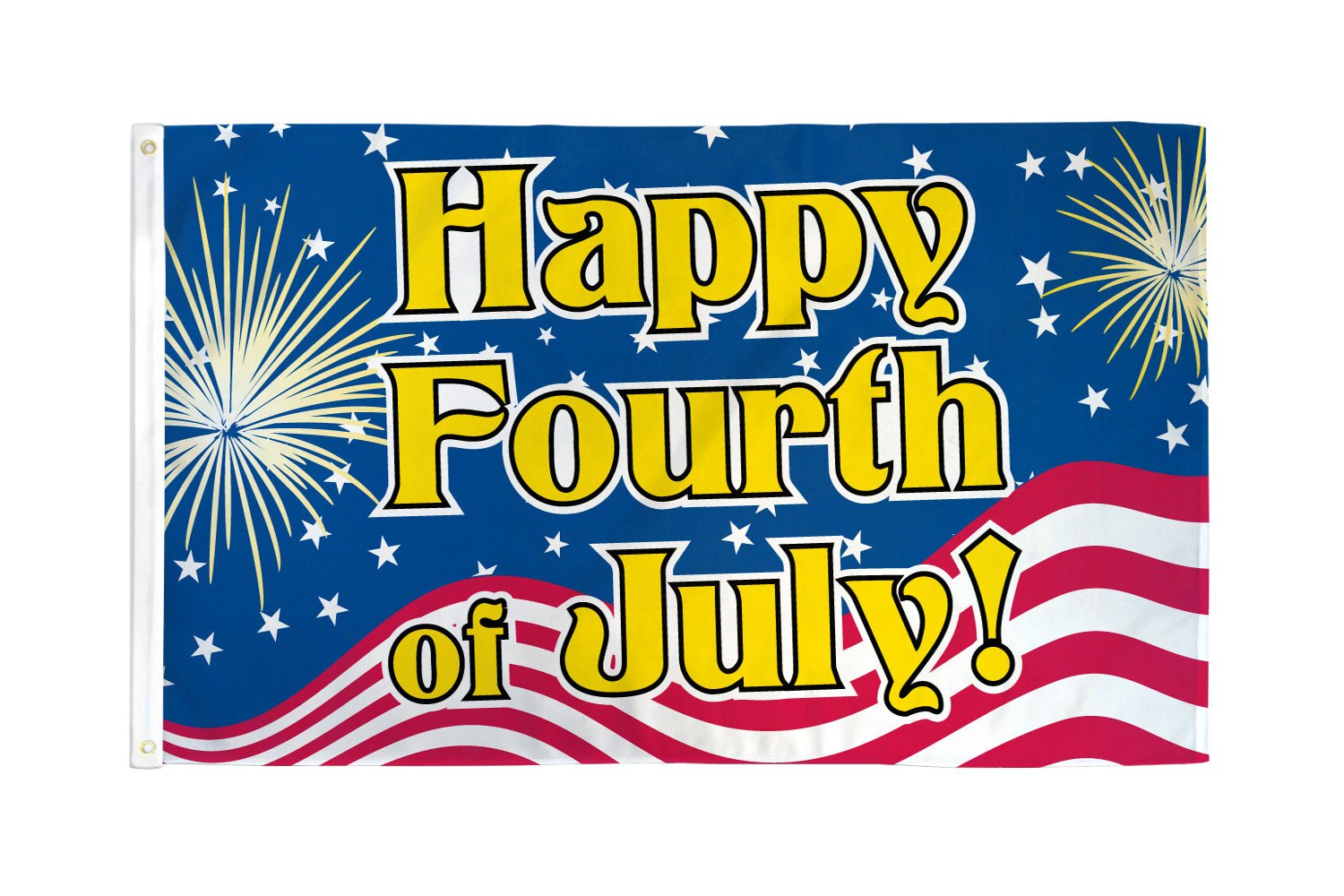 Happy 4th of July Flag 3x5ft Poly - Flags Importer