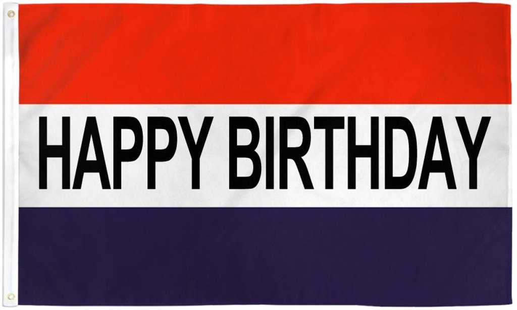 Happy Birthday (RWB) Flag 3x5ft Poly - Flags Importer