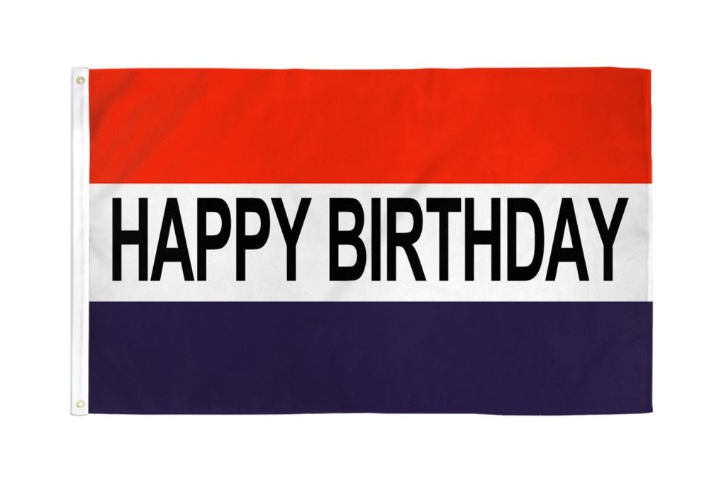 Happy Birthday (RWB) Flag 3x5ft Poly - Flags Importer