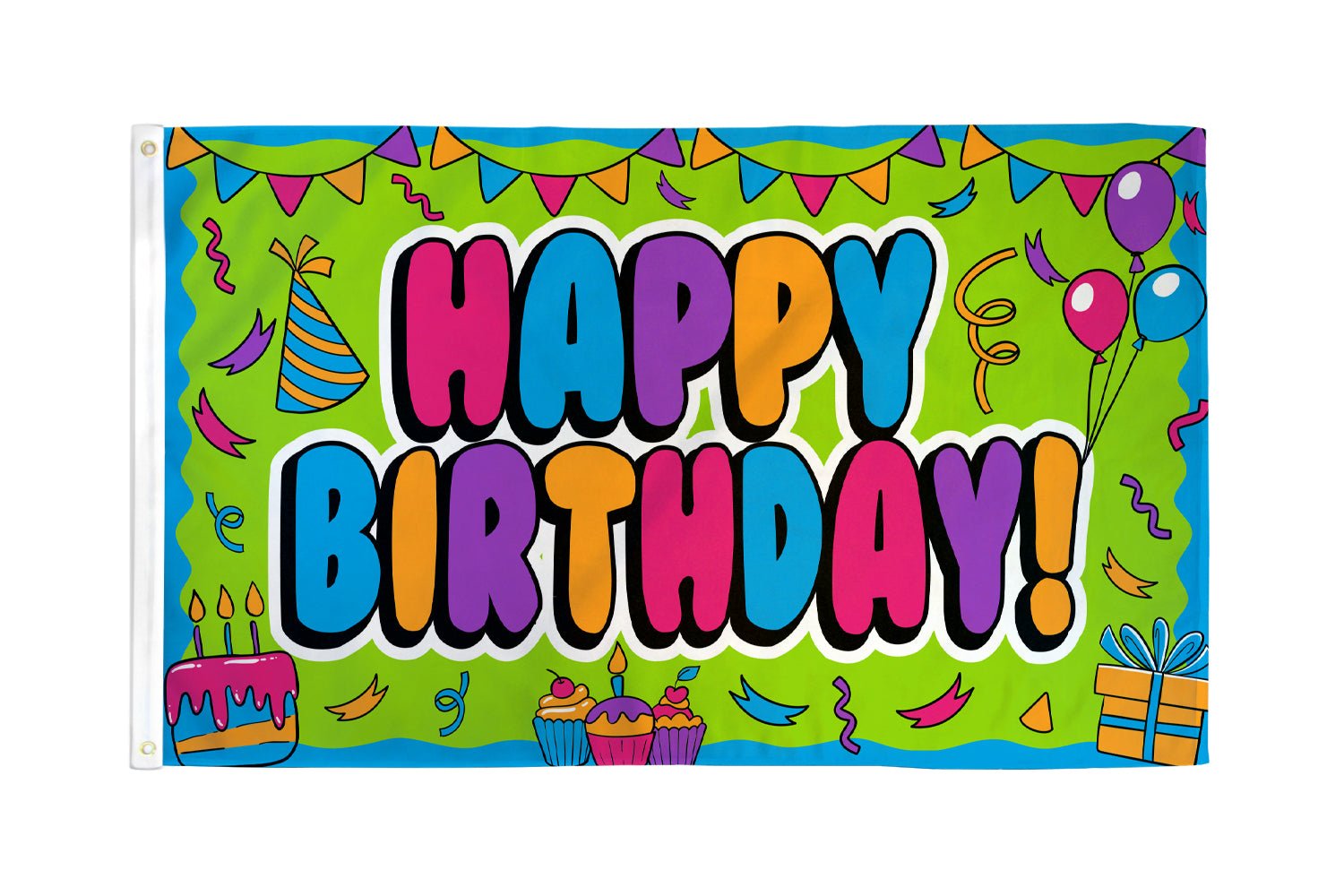 Happy Birthday (Streamers) Flag 3x5ft Poly - Flags Importer