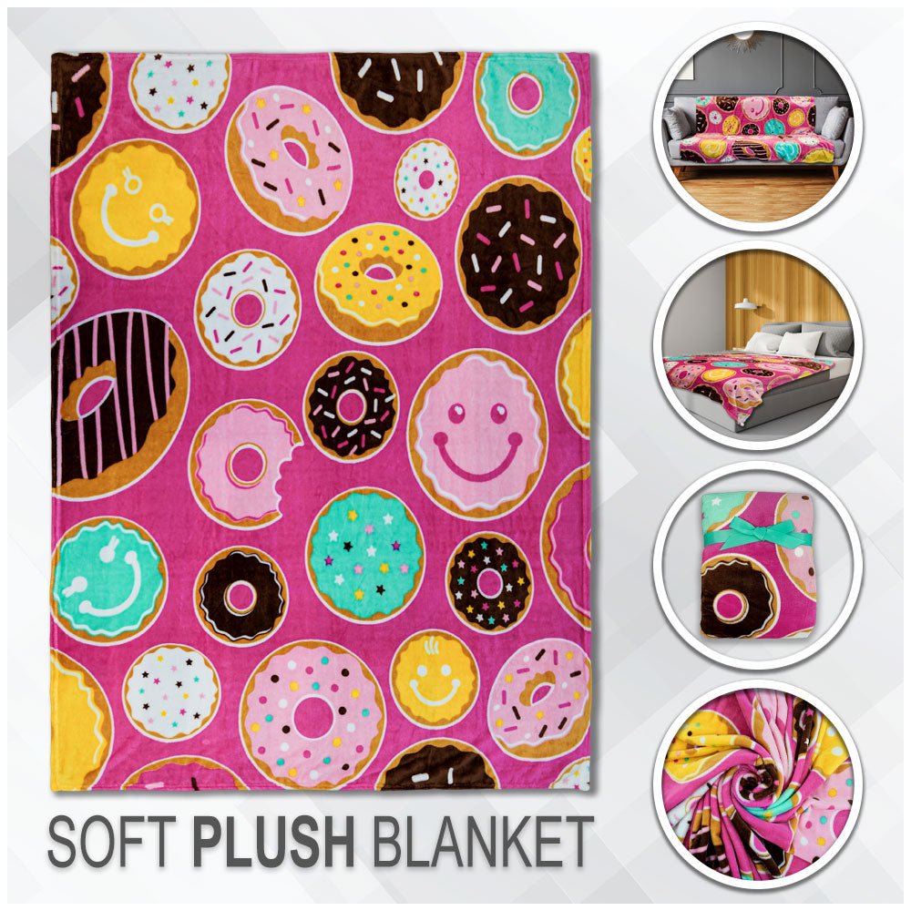 Happy Donuts Soft Plush 50x60in Blanket - Flags Importer