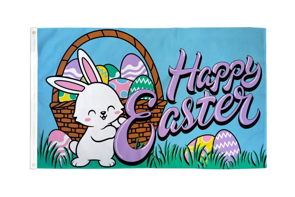 Happy Easter (Bunny) Flag 3x5ft Poly - Flags Importer