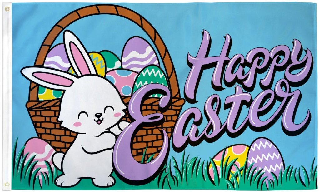 Happy Easter (Bunny) Flag 3x5ft Poly - Flags Importer