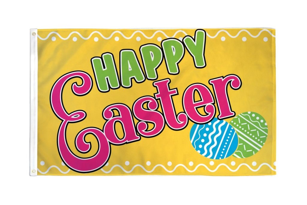 Happy Easter (Yellow) Flag 3x5ft Poly - Flags Importer