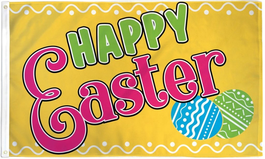 Happy Easter (Yellow) Flag 3x5ft Poly - Flags Importer