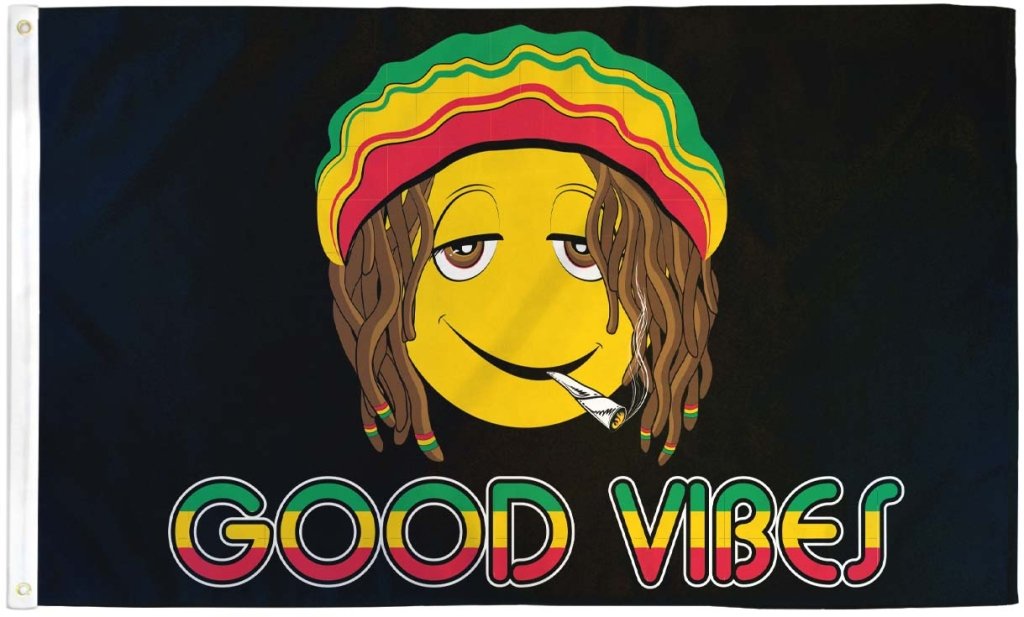 Happy Face (Good Vibes) Flag 3x5ft Poly - Flags Importer