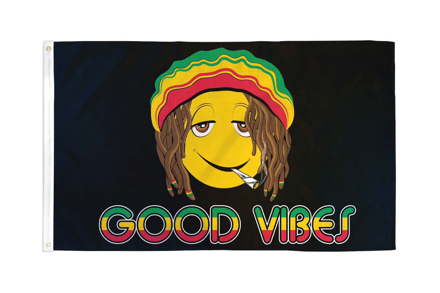 Happy Face (Good Vibes) Flag 3x5ft Poly - Flags Importer