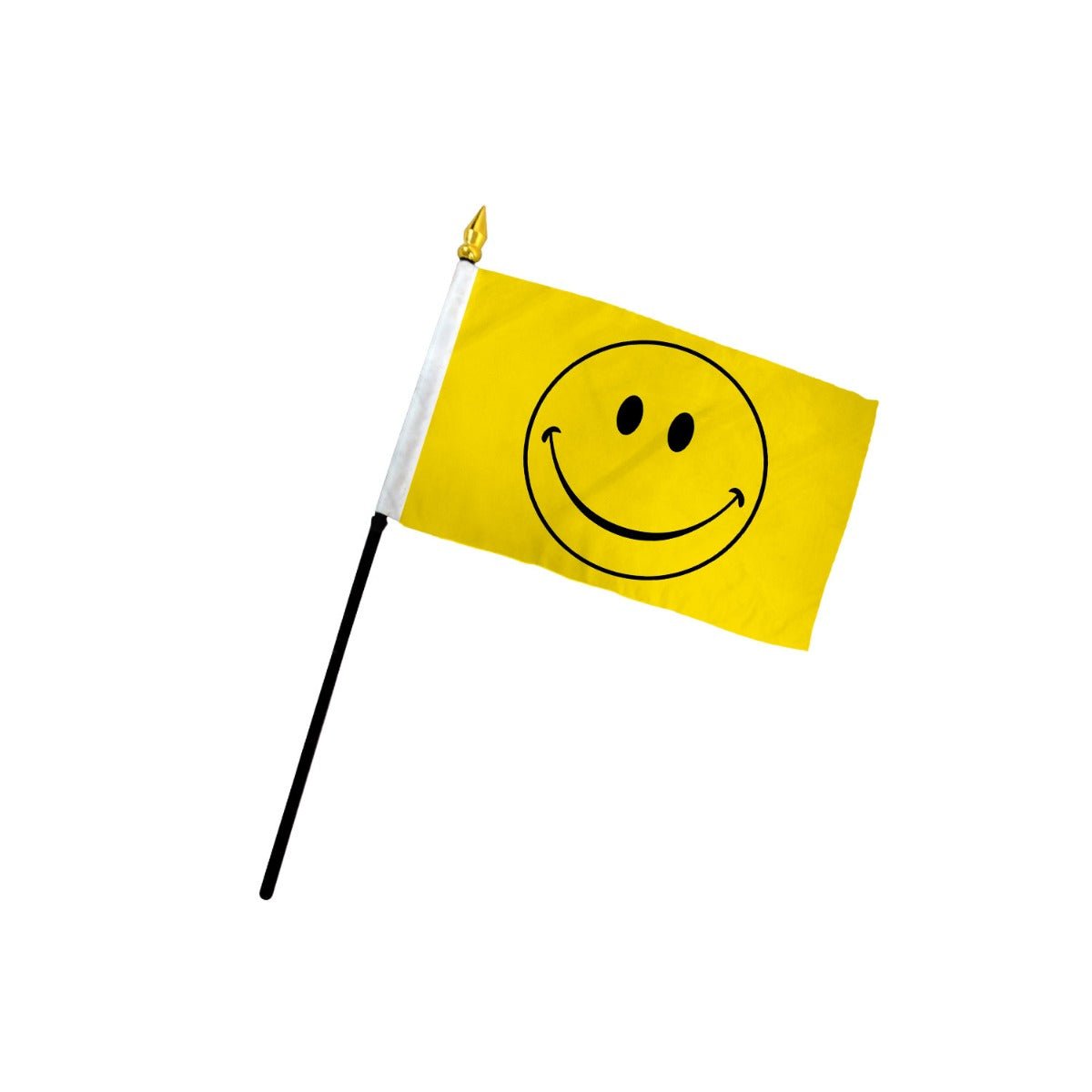 Happy Face (Yellow) 4x6in Stick Flag - Flags Importer