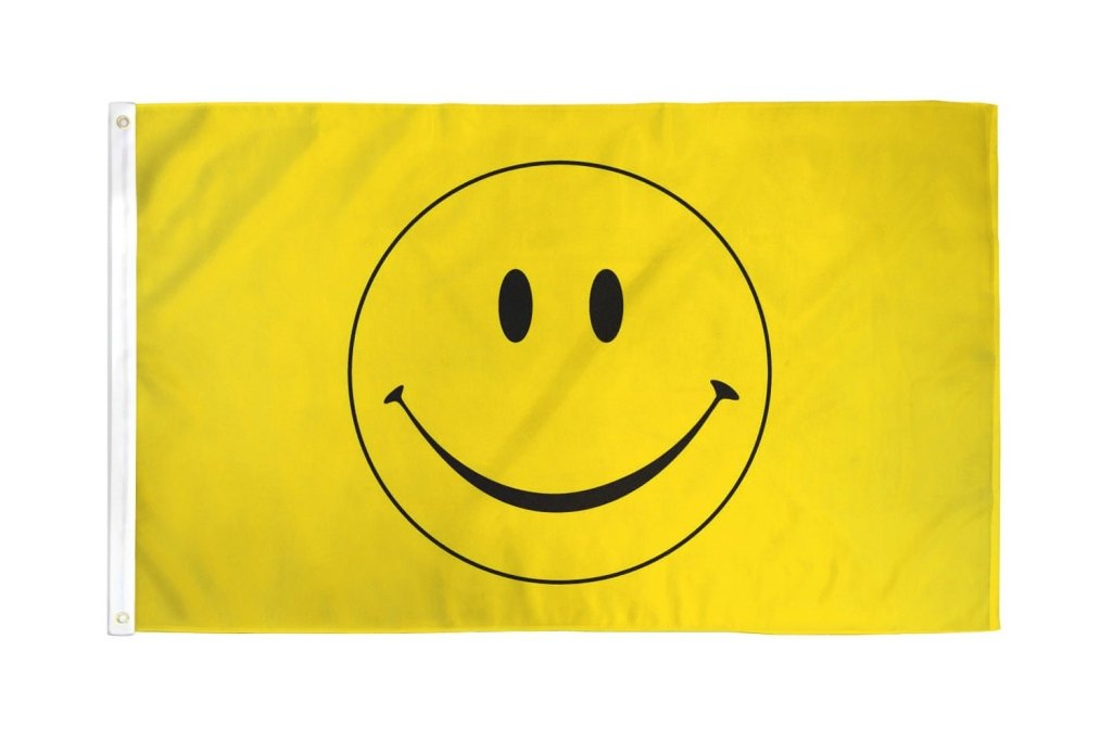 Happy Face (Yellow) Flag 3x5ft Poly - Flags Importer