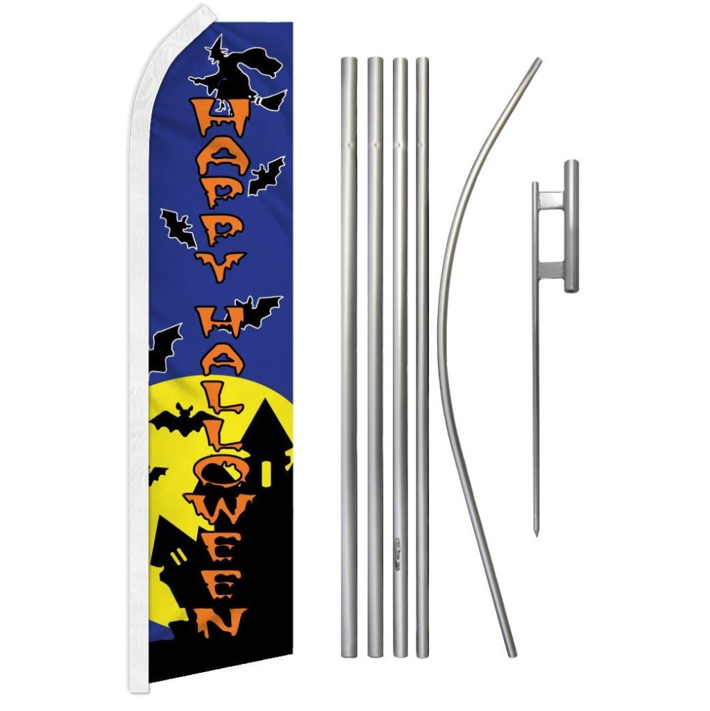 Happy Halloween (Blue) Super Flag & Pole Kit - Flags Importer