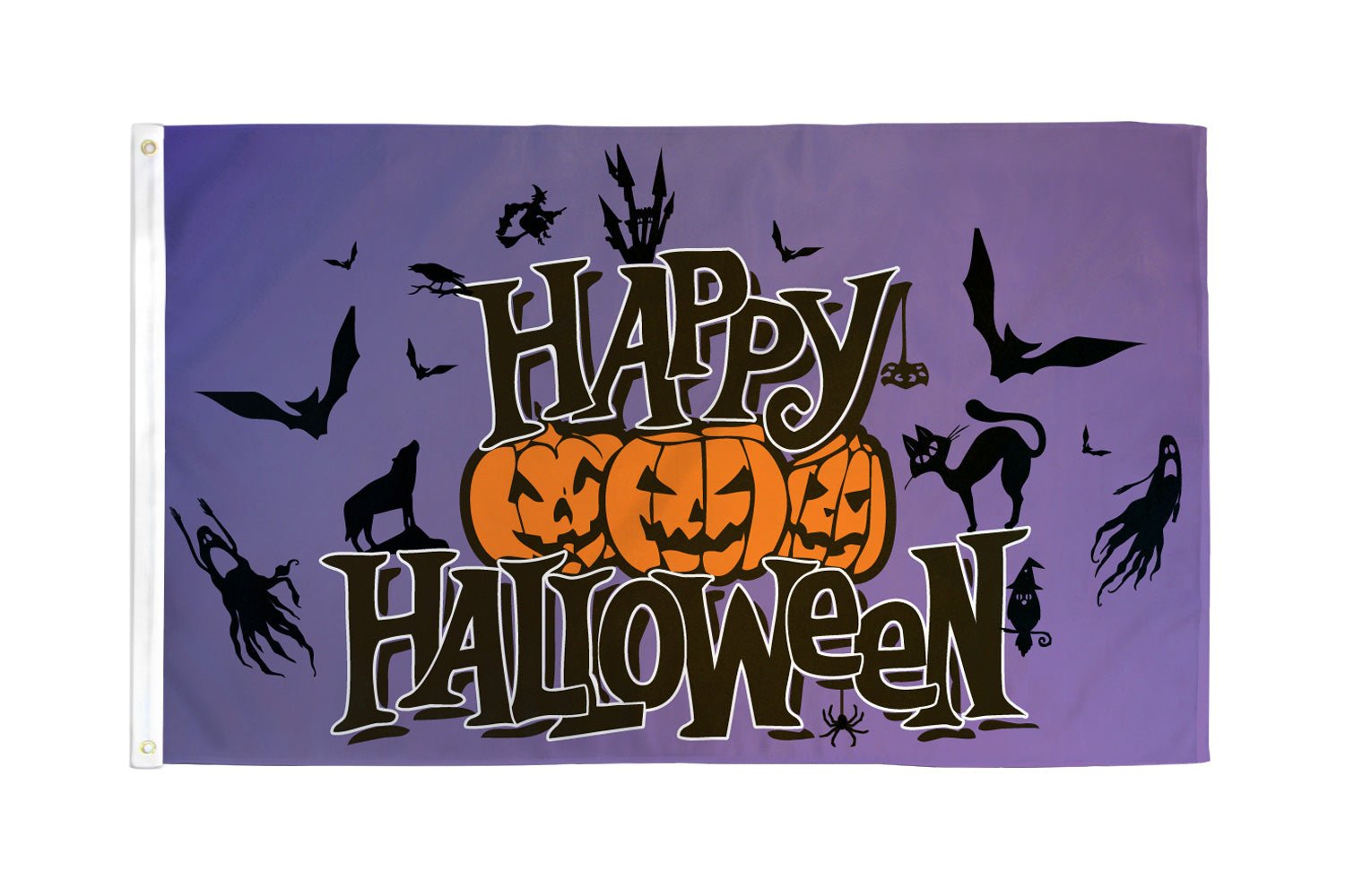 Happy Halloween (Purple) Flag 3x5ft Poly - Flags Importer