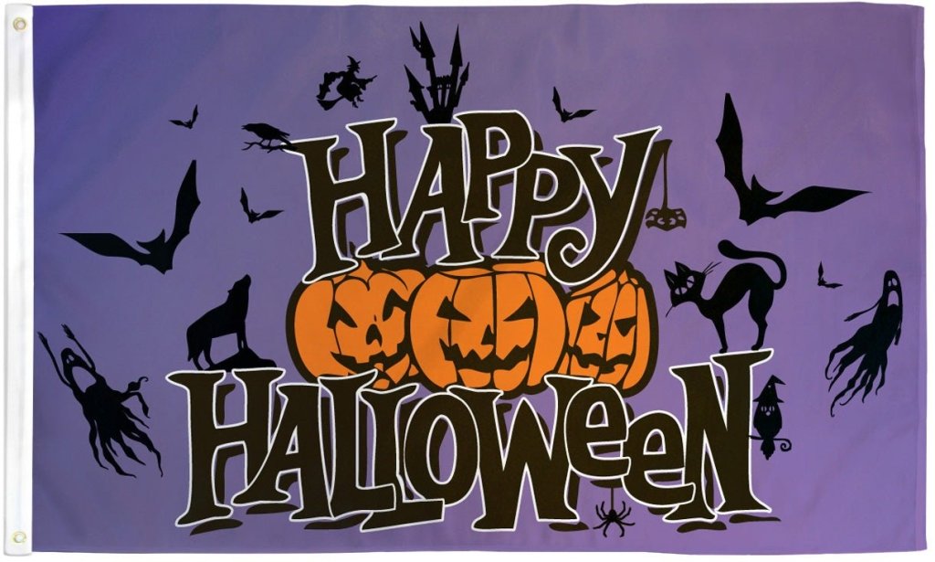 Happy Halloween (Purple) Flag 3x5ft Poly - Flags Importer