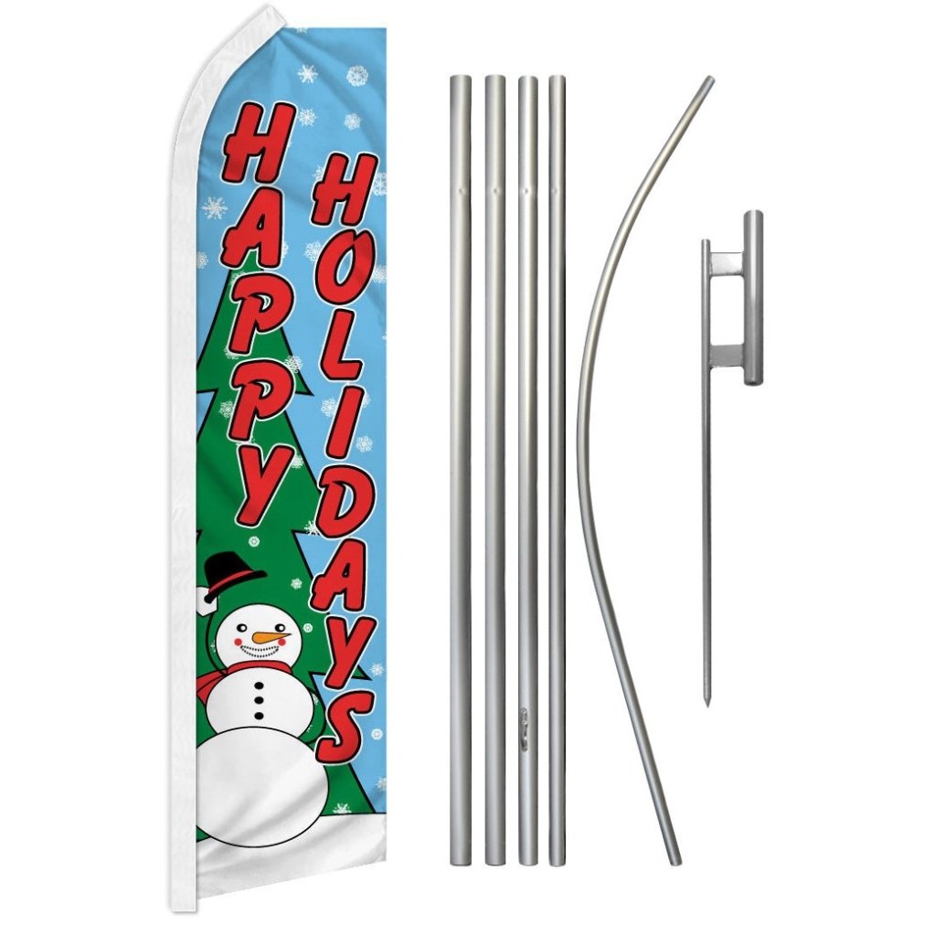 Happy Holidays Super Flag & Pole Kit - Flags Importer