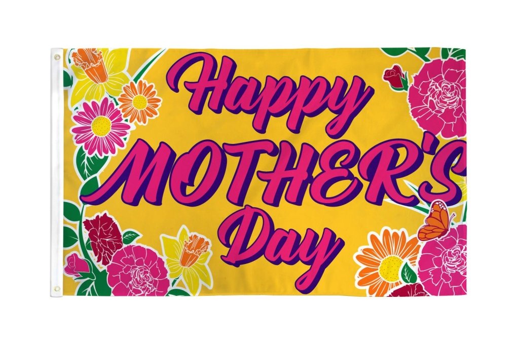 Happy Mother's Day (Gold) Flag 3x5ft Poly - Flags Importer