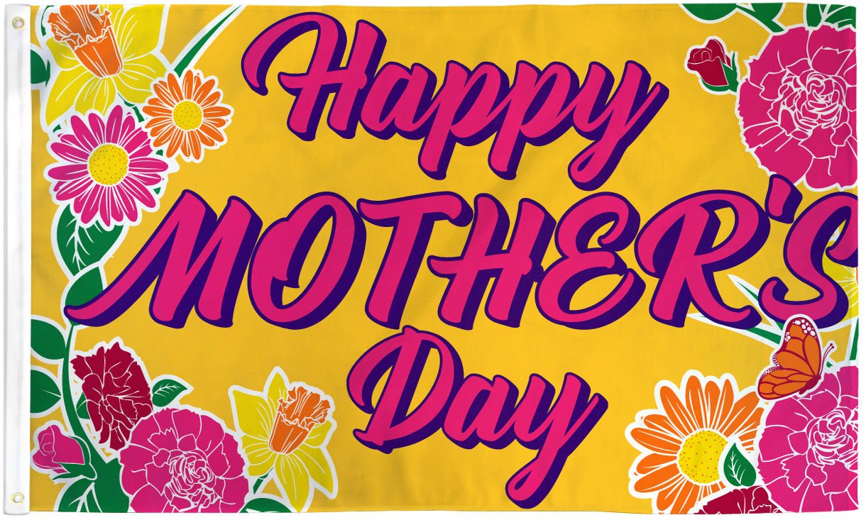 Happy Mother's Day (Gold) Flag 3x5ft Poly - Flags Importer