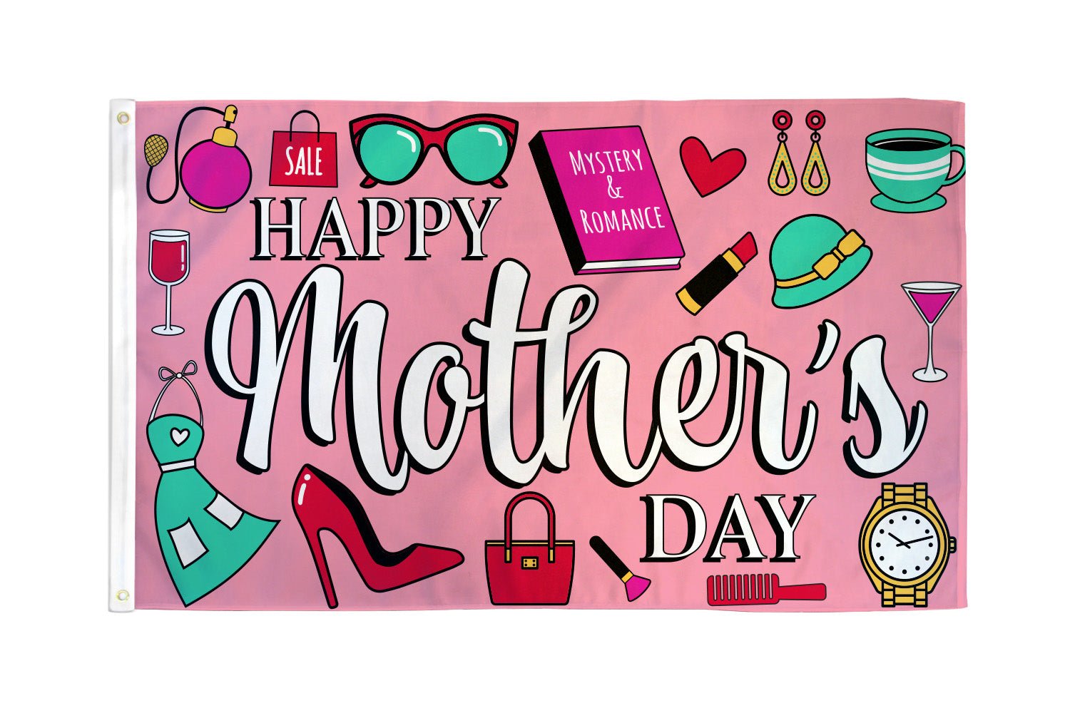 Happy Mother's Day (Pink) Flag 3x5ft Poly - Flags Importer