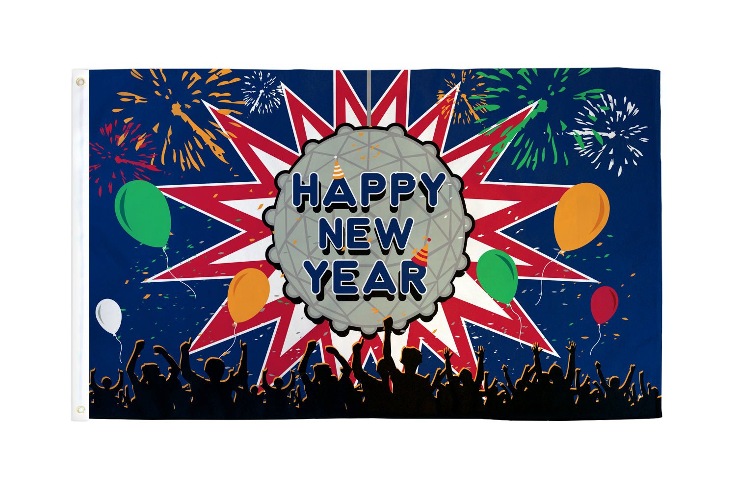 Happy New Year (Ball) Flag 3x5ft Poly - Flags Importer