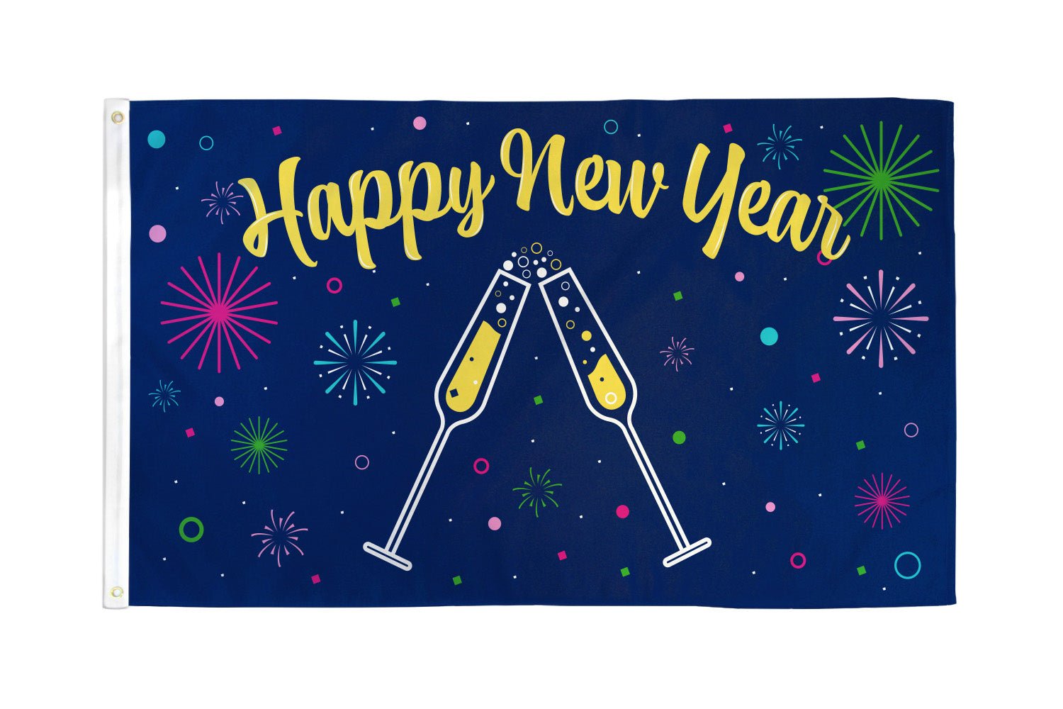 Happy New Year (Cheers) Flag 3x5ft Poly - Flags Importer