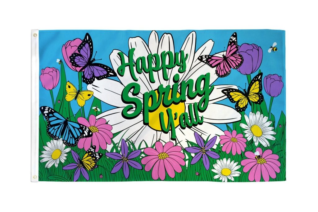 Happy Spring Y'all Flag 3x5ft Poly - Flags Importer