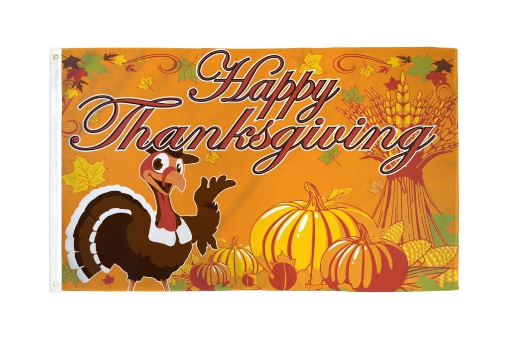 Happy Thanksgiving Turkey Flag 3x5ft Poly - Flags Importer