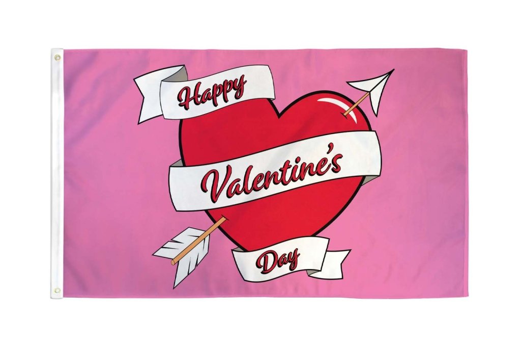 Happy Valentine's Day (Heart) Flag 3x5ft Poly - Flags Importer