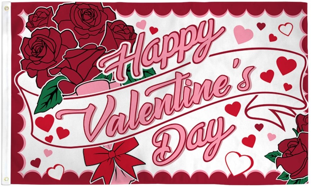 Happy Valentine's Day (Roses) Flag 3x5ft Poly - Flags Importer