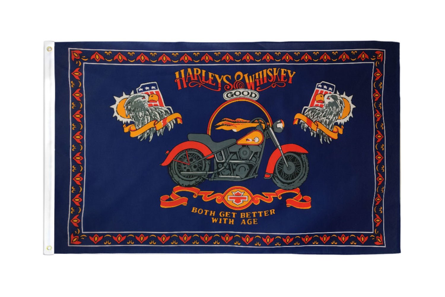 Harleys & Whiskey Flag 3x5ft Poly - Flags Importer