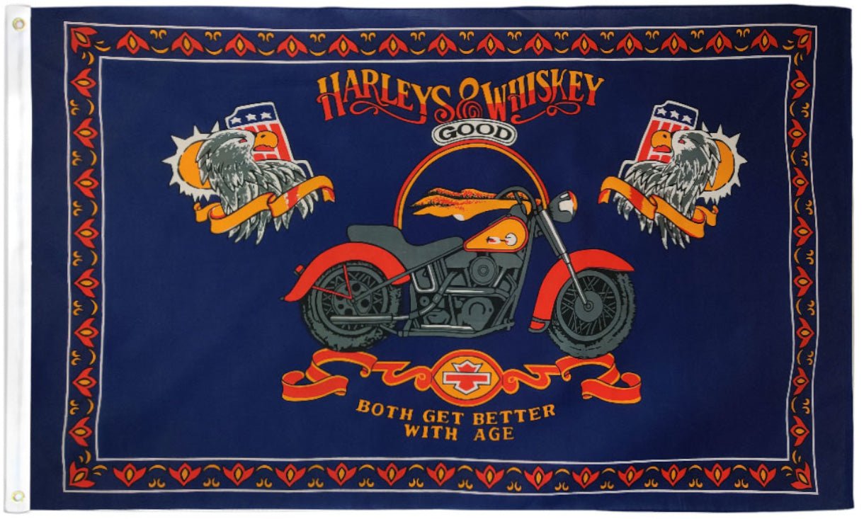 Harleys & Whiskey Flag 3x5ft Poly - Flags Importer