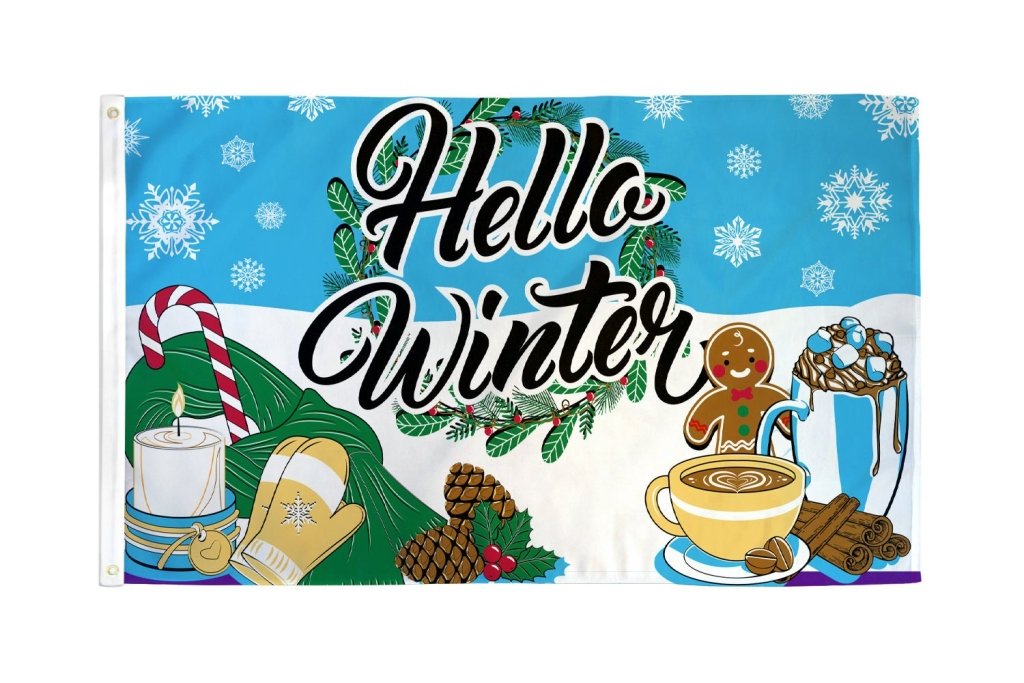 Hello Winter Flag 3x5ft Poly - Flags Importer