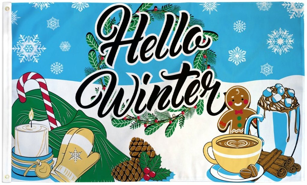 Hello Winter Flag 3x5ft Poly - Flags Importer